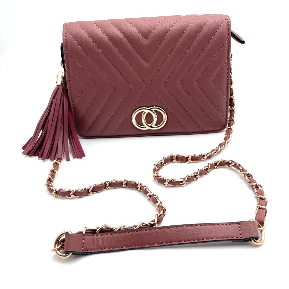 Tassel Pattern Stitch Crossbody Purse New